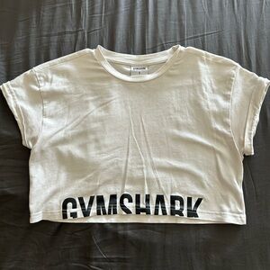 Gymshark Cream Crop Top with Black Logo
